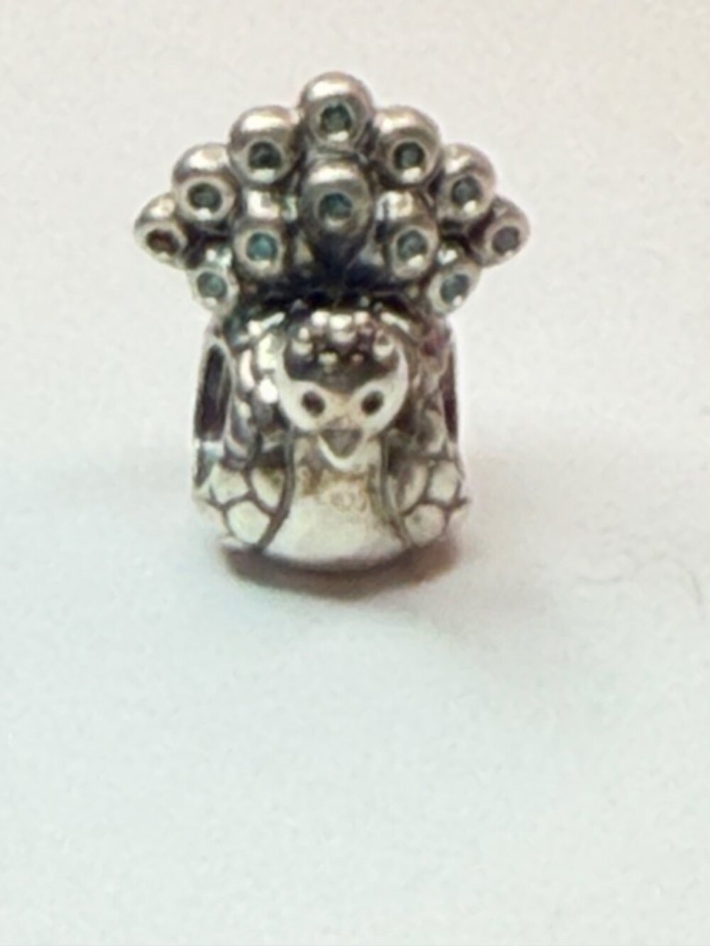 Retired Pandora 791227MCZ Peacock Teal Green CZ Sterling Silver Charm